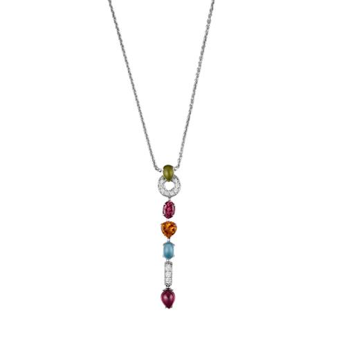 Collier BVLGARI Allegra - Collier en or blanc, diamants et pierres de couleur 58 Facettes 291