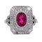 Bague 55 Bague vintage Art déco en platine avec tourmaline et diamants 58 Facettes AN650 '(0899)