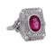 Bague 55 Bague vintage Art déco en platine avec tourmaline et diamants 58 Facettes AN650 '(0899)