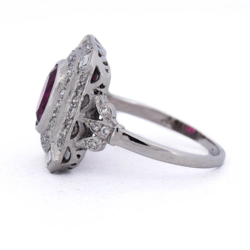 Bague 55 Bague vintage Art déco en platine avec tourmaline et diamants 58 Facettes AN650 '(0899)