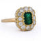 Bague 57 Bague vintage en or jaune 18 ct avec émeraude et diamants 58 Facettes AN655 (05619)