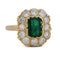 Bague 57 Bague vintage en or jaune 18 ct avec émeraude et diamants 58 Facettes AN655 (05619)