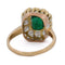 Bague 57 Bague vintage en or jaune 18 ct avec émeraude et diamants 58 Facettes AN655 (05619)