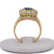 Bague 57 Bague vintage en or jaune 18 ct avec émeraude et diamants 58 Facettes AN655 (05619)