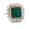 Bague 57 Bague vintage en or jaune 18 kt avec émeraude et diamants 58 Facettes AN656 (05619)