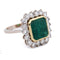 Bague 57 Bague vintage en or jaune 18 kt avec émeraude et diamants 58 Facettes AN656 (05619)