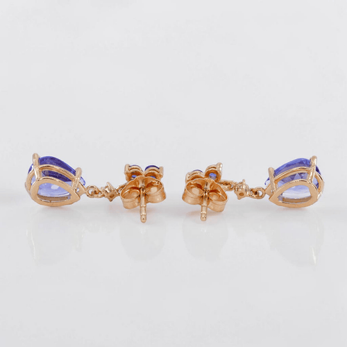 Boucles d'oreilles Boucles d'oreilles en or jaune 14 ct, tanzanites, saphirs et diamants 58 Facettes E012