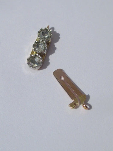 Collier Fermoir ancien - Barrette en or jaune et blanc 18k et diamants 58 Facettes Fermoir