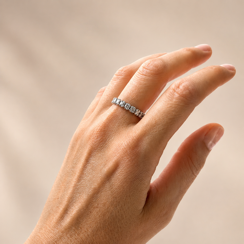 Bague 60 Alliance américaine - Bague en or blanc et diamants 58 Facettes