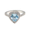 Bague 53 Bague en or blanc avec aigue-marine cœur et diamants 58 Facettes G3953