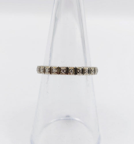 Bague 52 Alliance américaine Art déco en or blanc 18k et diamants 58 Facettes A07224