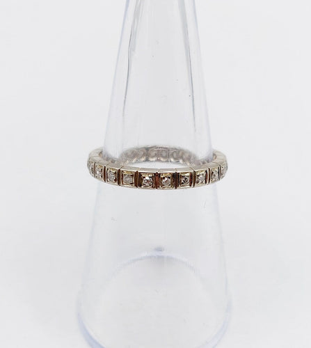 Bague 52 Alliance américaine Art déco en or blanc 18k et diamants 58 Facettes A07224