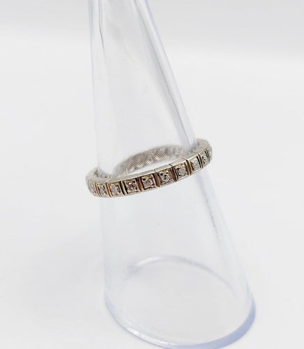 Bague 52 Alliance américaine Art déco en or blanc 18k et diamants 58 Facettes A07224