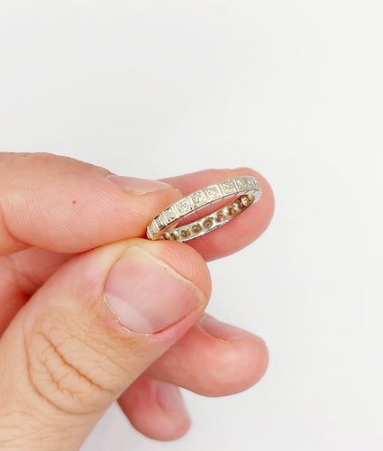 Bague 52 Alliance américaine Art déco en or blanc 18k et diamants 58 Facettes A07224