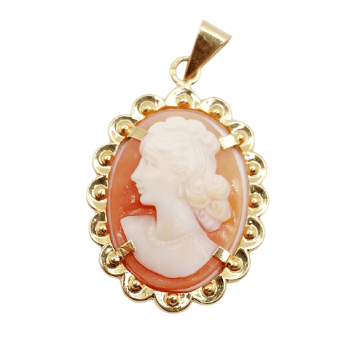 Pendentif Pendentif vintage en or 18k, camée jeune femme sur coquillage 58 Facettes A07229