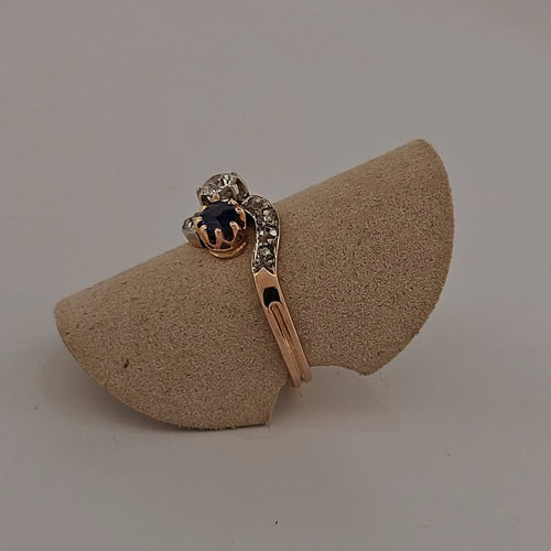 Bague 52 Bague toi et moi en or jaune, saphir et diamants 58 Facettes 2584672