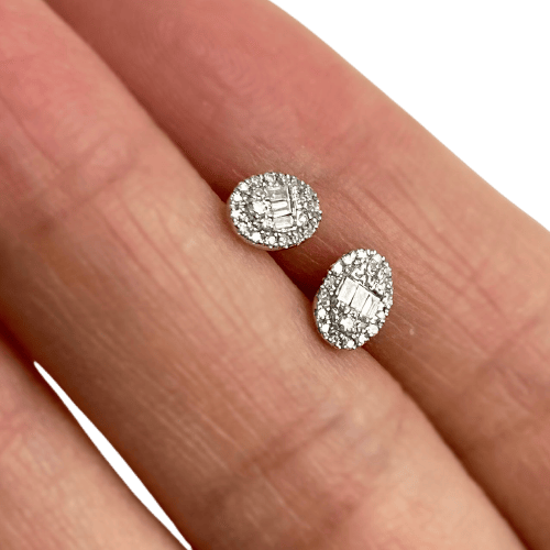 Boucles d'oreilles Boucles d'oreilles ovales en or blanc 18 carats et diamants 58 Facettes GER1400WG