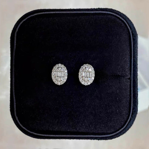 Boucles d'oreilles Boucles d'oreilles ovales en or blanc 18 carats et diamants 58 Facettes GER1400WG