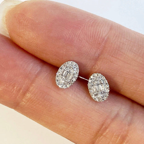 Boucles d'oreilles Boucles d'oreilles ovales en or blanc 18 carats et diamants 58 Facettes GER1400WG