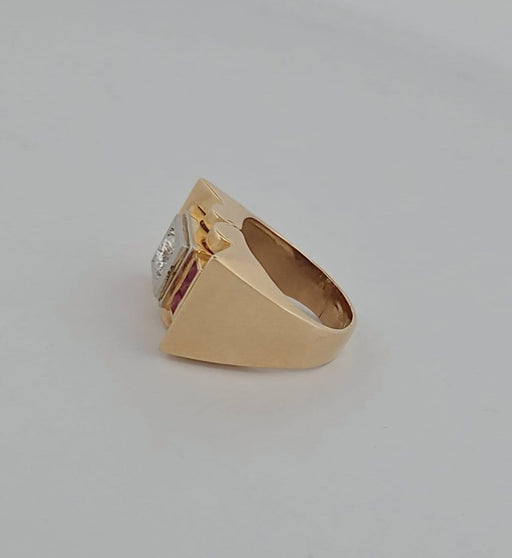 Bague 54 Tank - Bague en or jaune, rubis et diamant 58 Facettes 2820227