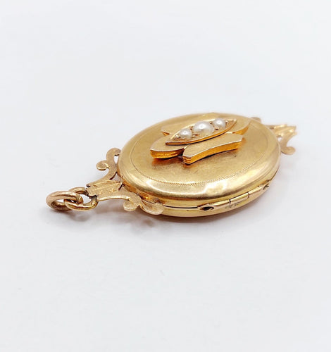Pendentif Pendentif porte-photo reliquaire en or rose 18k et perles 58 Facettes A07243