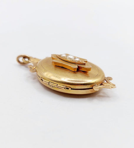 Pendentif Pendentif porte-photo reliquaire en or rose 18k et perles 58 Facettes A07243