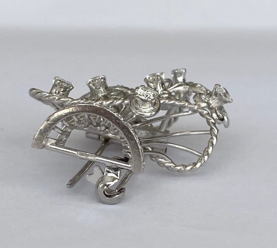 Pendentif Art déco tardif - Broche pendentif en or blanc, platine et diamants 58 Facettes pendant