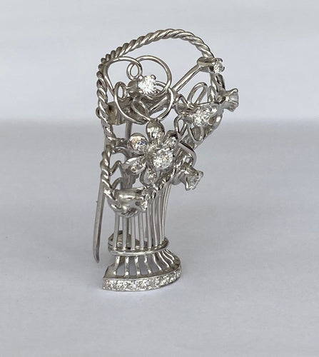 Pendentif Art déco tardif - Broche pendentif en or blanc, platine et diamants 58 Facettes pendant