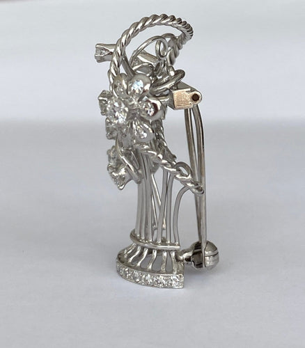 Pendentif Art déco tardif - Broche pendentif en or blanc, platine et diamants 58 Facettes pendant