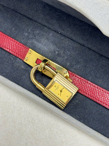 Montre Hermès Kelly - Montre cadenas en plaqué or et cuir 58 Facettes WC-2025-1806