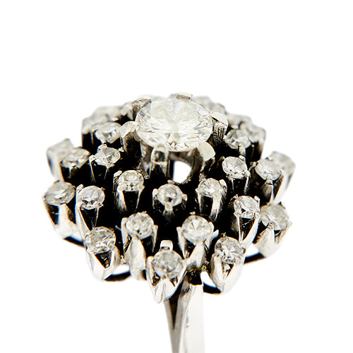 Bague 54 Bague fleur en or blanc et diamants 58 Facettes 39574