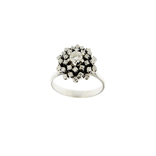 Bague 54 Bague fleur en or blanc et diamants 58 Facettes 39574