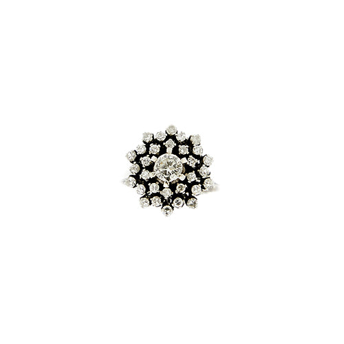 Bague 54 Bague fleur en or blanc et diamants 58 Facettes 39574