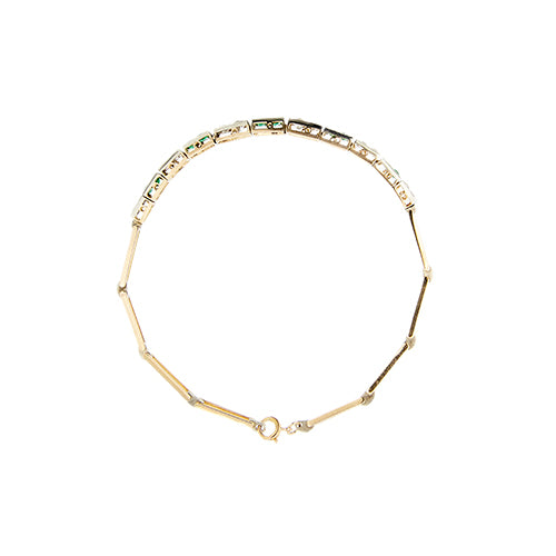 Bracelet Art déco - Bracelet en or blanc avec émeraudes et diamants 58 Facettes 39524