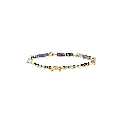 Bracelet Art déco - Bracelet en or jaune et blanc, saphirs et diamants 58 Facettes 39520