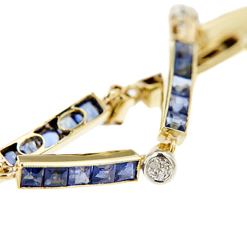 Bracelet Art déco - Bracelet en or jaune et blanc, saphirs et diamants 58 Facettes 39520