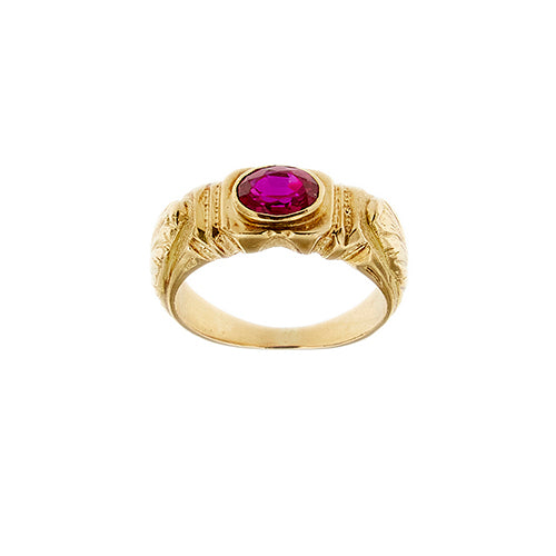 Bague 59 Bague homme en or jaune et rubis synthétique 58 Facettes 41489