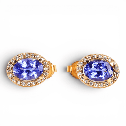 Boucles d'oreilles Boucles d'oreilles en or jaune 18 ct, tanzanites et diamants 58 Facettes E013