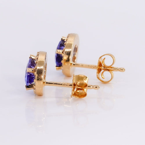 Boucles d'oreilles Boucles d'oreilles en or jaune 18 ct, tanzanites et diamants 58 Facettes E013
