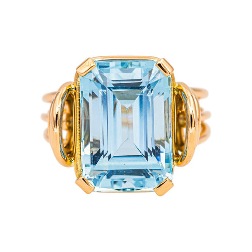 Bague 56 Bague cocktail en or jaune et aigue-marine 58 Facettes 5365299RV