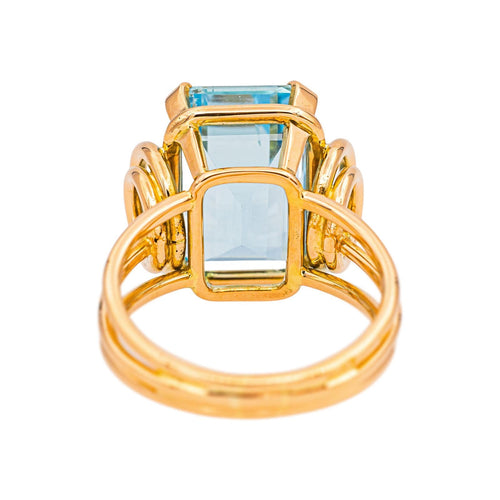 Bague 56 Bague cocktail en or jaune et aigue-marine 58 Facettes 5365299RV