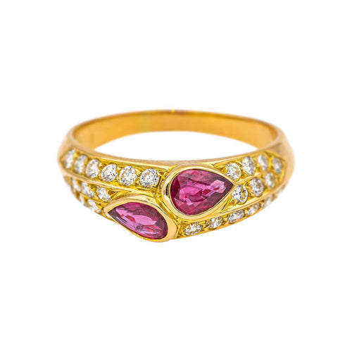 Bague 56 Bague Toi et Moi en or jaune, rubis et diamants 58 Facettes 5348120CN