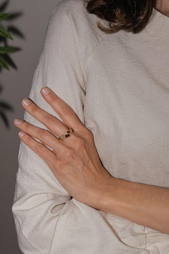 Bague 56 Bague Toi et Moi en or jaune, rubis et diamants 58 Facettes 5348120CN