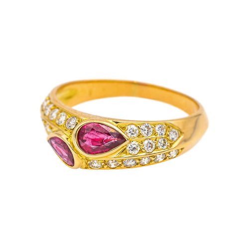 Bague 56 Bague Toi et Moi en or jaune, rubis et diamants 58 Facettes 5348120CN