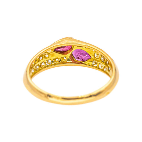 Bague 56 Bague Toi et Moi en or jaune, rubis et diamants 58 Facettes 5348120CN