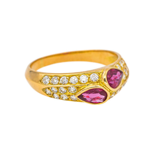 Bague 56 Bague Toi et Moi en or jaune, rubis et diamants 58 Facettes 5348120CN