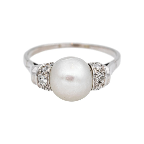 Bague 55 Bague en or blanc et platine, perle et diamants 58 Facettes 5488787CN