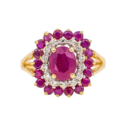 Bague 54.5 Pompadour - Bague en or jaune, rubis et diamants 58 Facettes 5450150CN