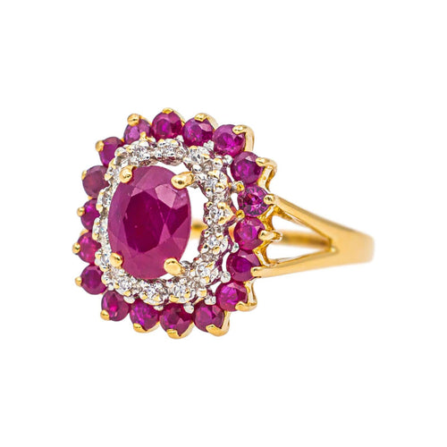 Bague 54.5 Pompadour - Bague en or jaune, rubis et diamants 58 Facettes 5450150CN