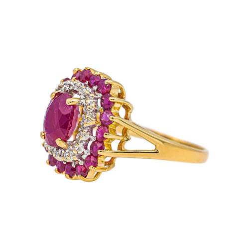 Bague 54.5 Pompadour - Bague en or jaune, rubis et diamants 58 Facettes 5450150CN